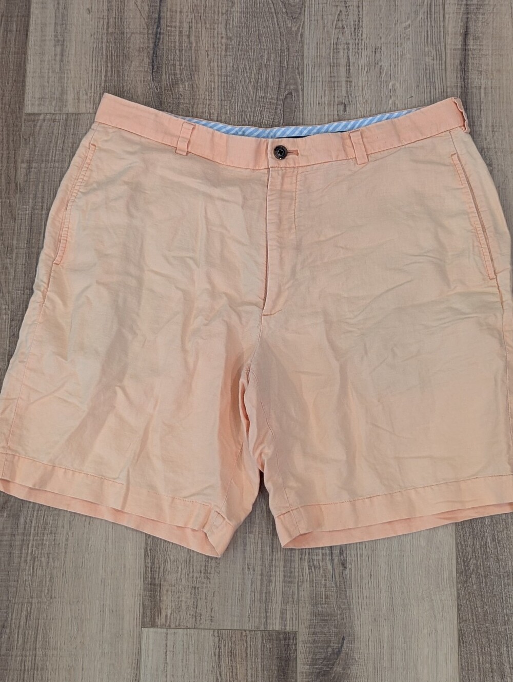 Brooks Brothers Baird McNutt Irish Linen Shorts Mens 38 Peach Flat Front